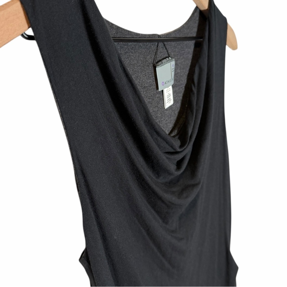 Athleta Reversible Black & Gray Draped Ruched Modal Stretch Dress XS Travel - Picture 4 of 10